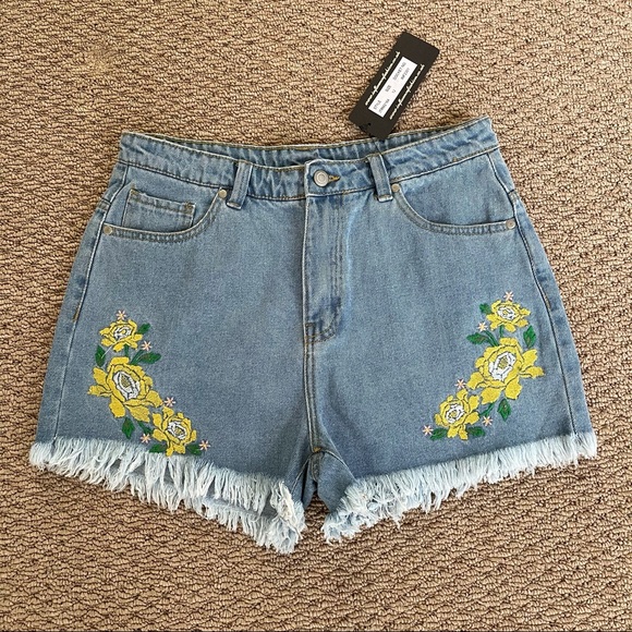 Pants - Boutique High Waisted Floral Boho Cut Off Shorts
